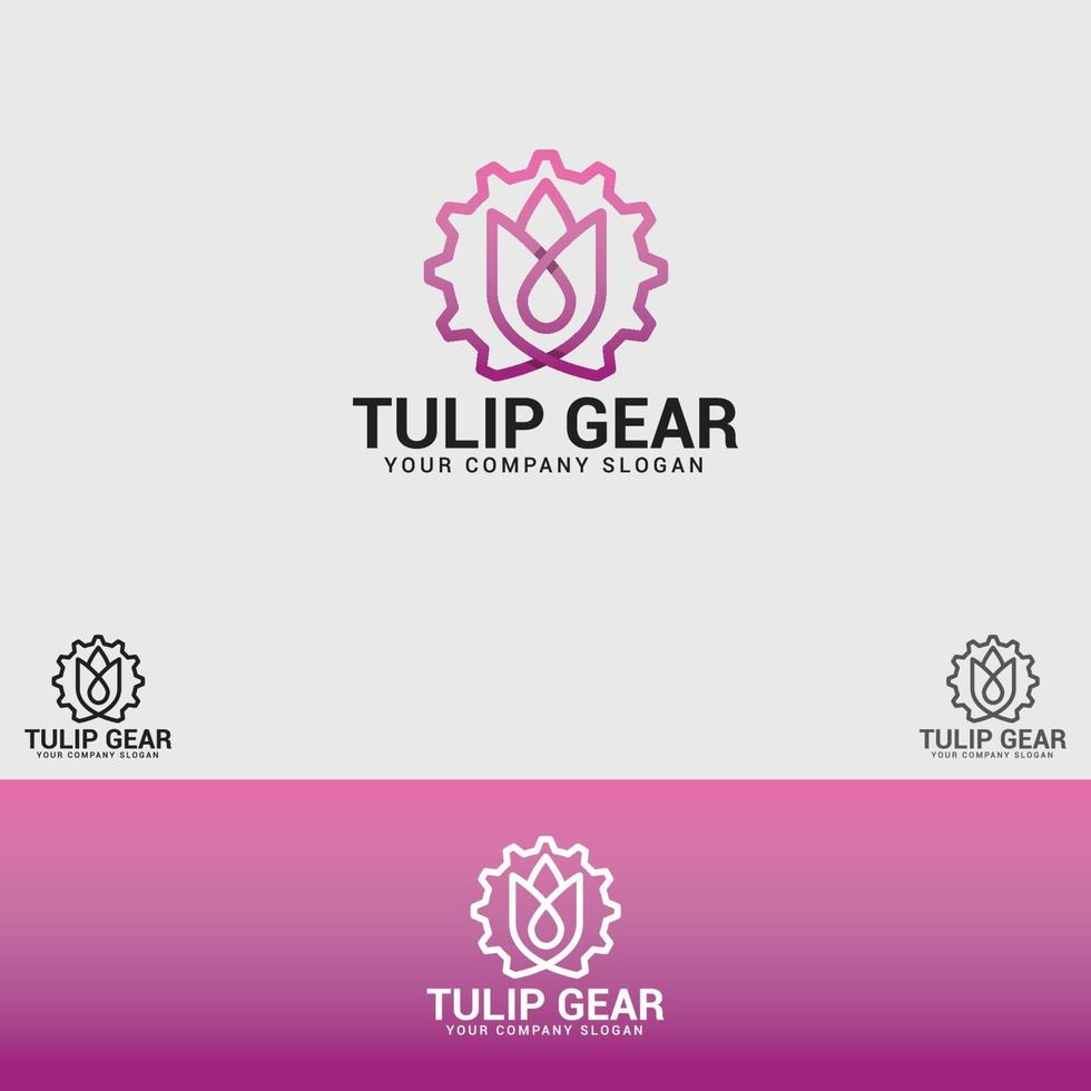Tulip gear logo design vector template