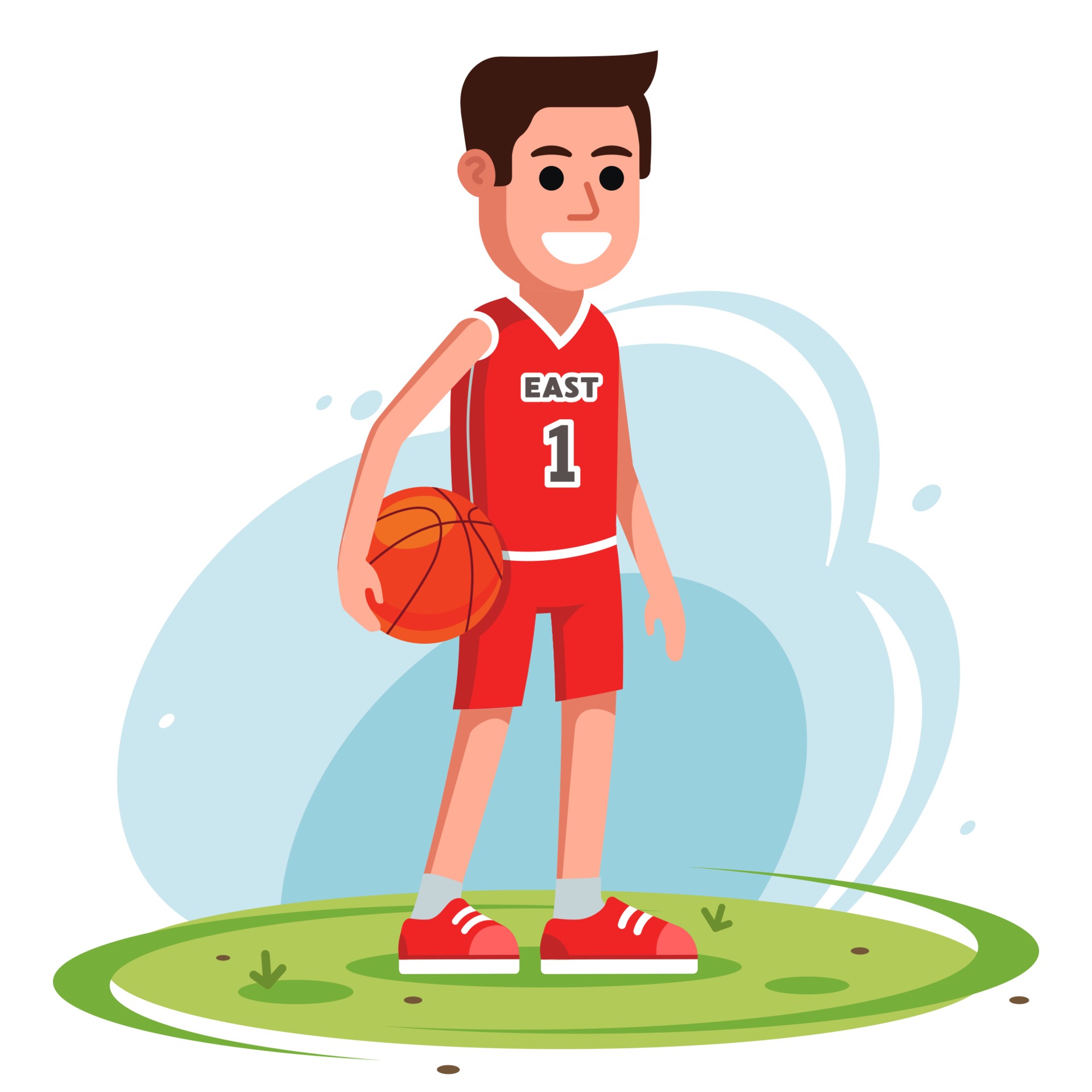 Basketball Player Stands With The Ball On The Lawn Cute Character Flat Vector Illustration 962 Vector Art At Vecteezy Basketball Player Stands With The Ball On The Lawn Cute Character Flat Vector Illustration 962 Vector Art At Vecteezy