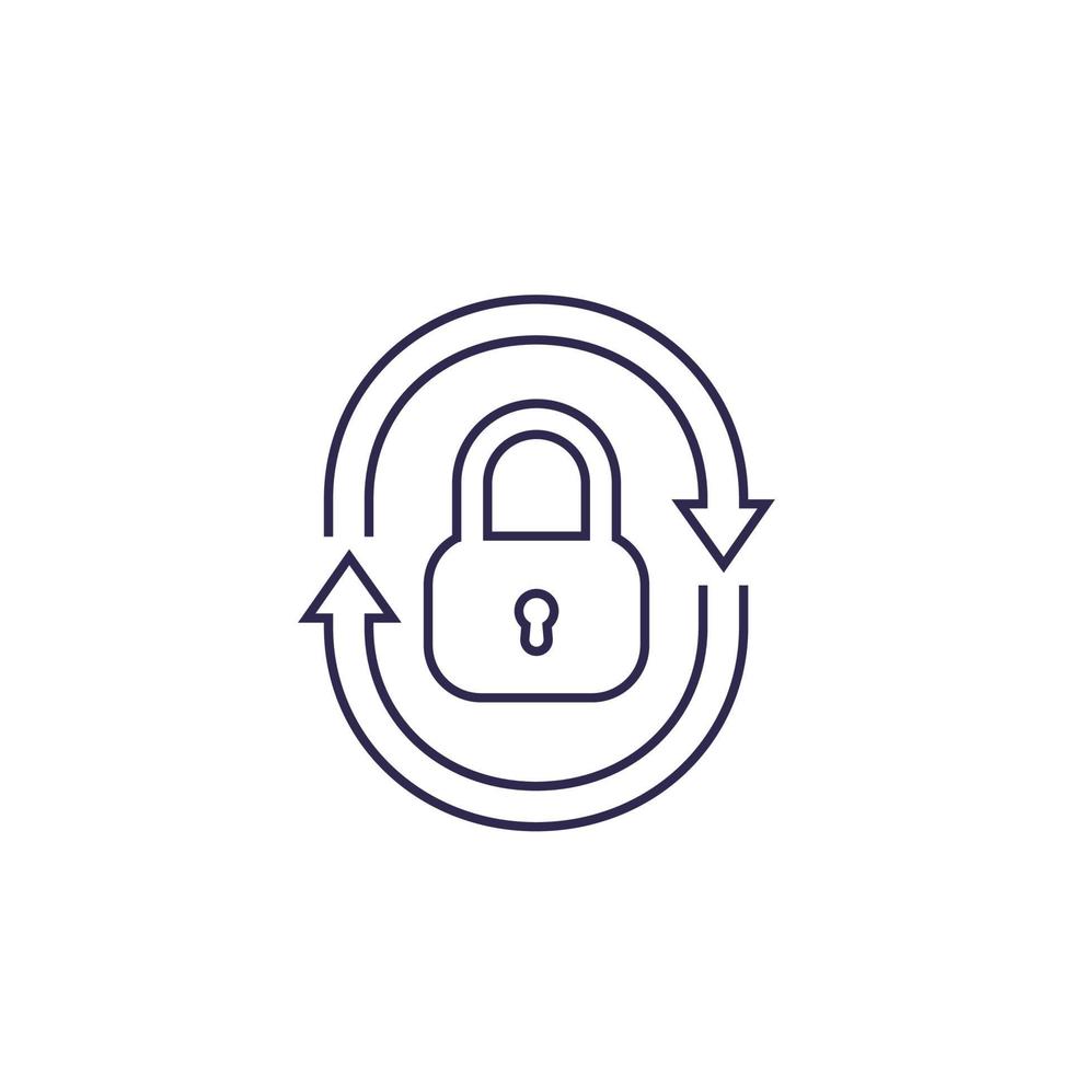 security icon with lock and arrows, linear vector.eps vector