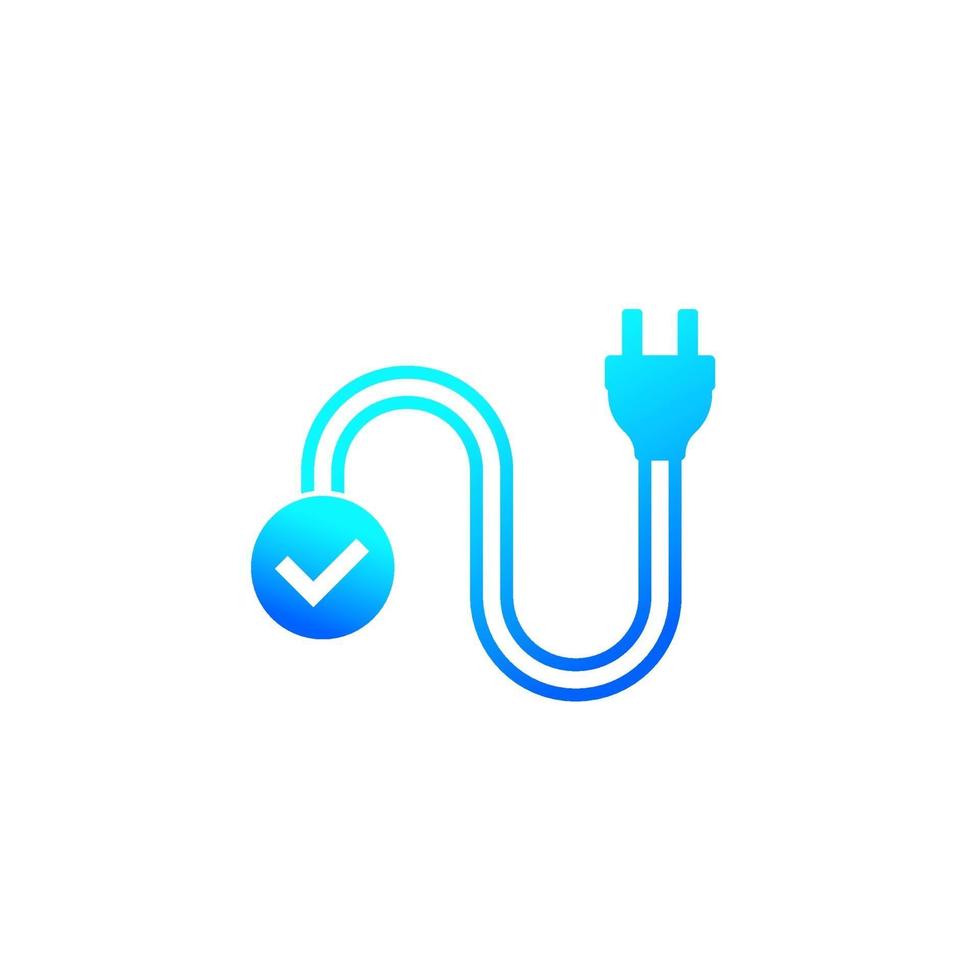 electric plug with check mark, vector.eps vector