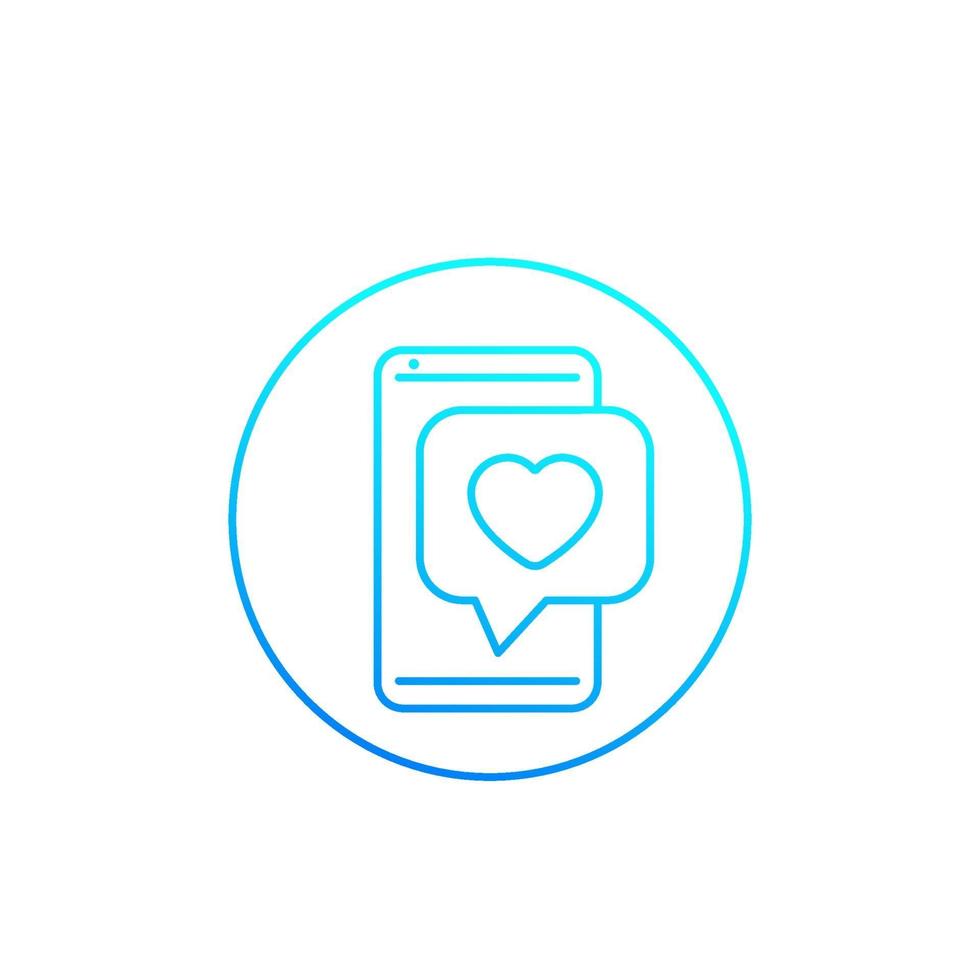 Dating app, love chat, linear icon.eps vector