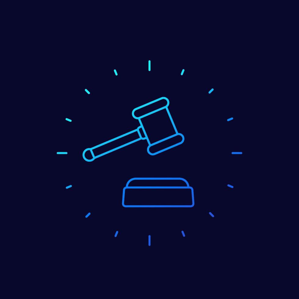 auction hammer or gavel icon, linear.eps vector