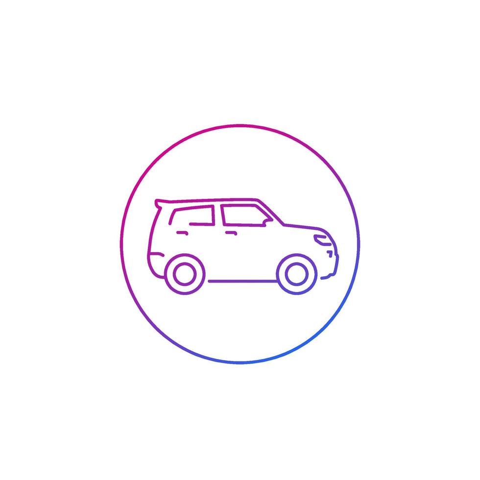 icono de coche suv en blanco, line.eps vector