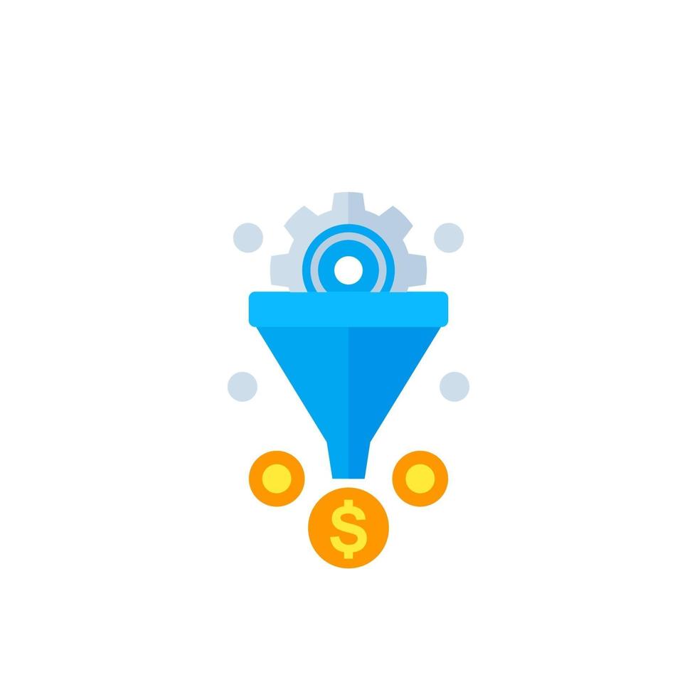 sales funnel vector flat icon on white.eps