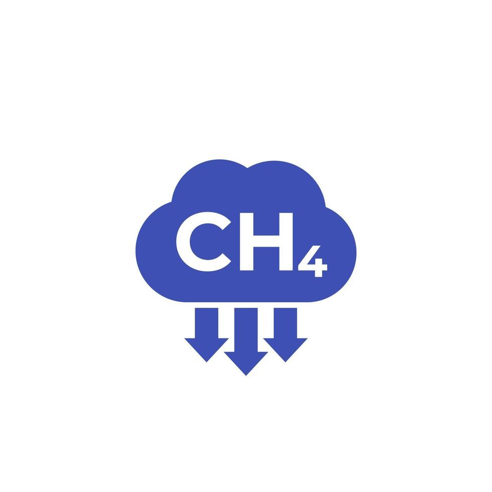 methane emissions, CH4 icon on white.eps vector