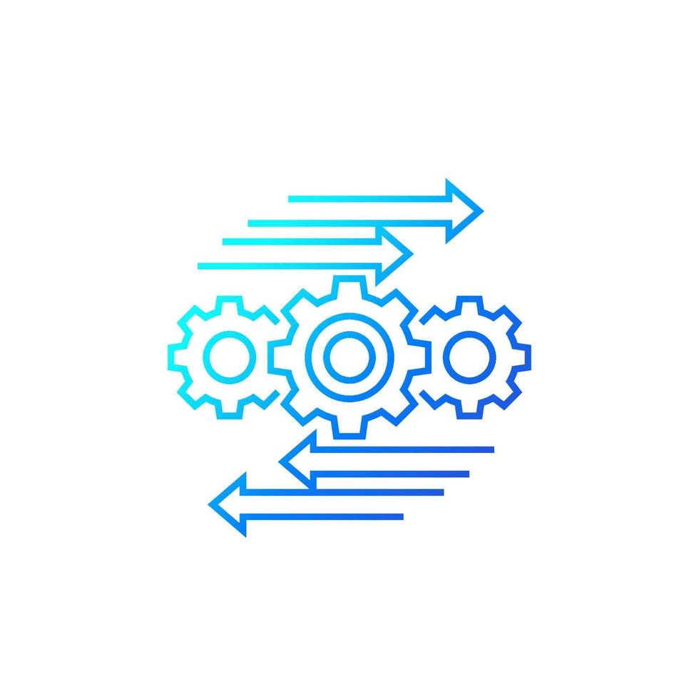 Proceso de automatización y optimización, icono de línea en white.eps vector