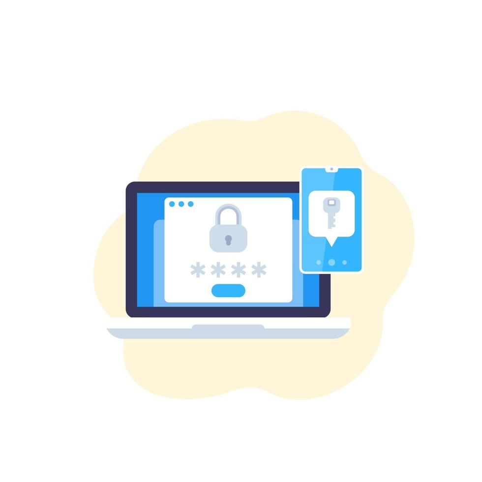 authentication in two steps, vector flat icon.eps
