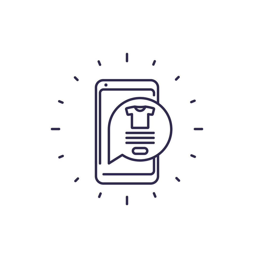 online shopping, E-commerce, buy online with phone, line vector icon.eps
