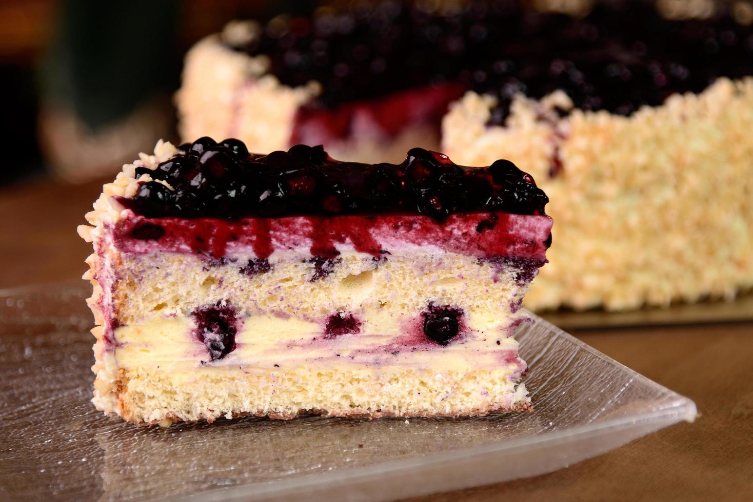 Piece of blueberry cake photo