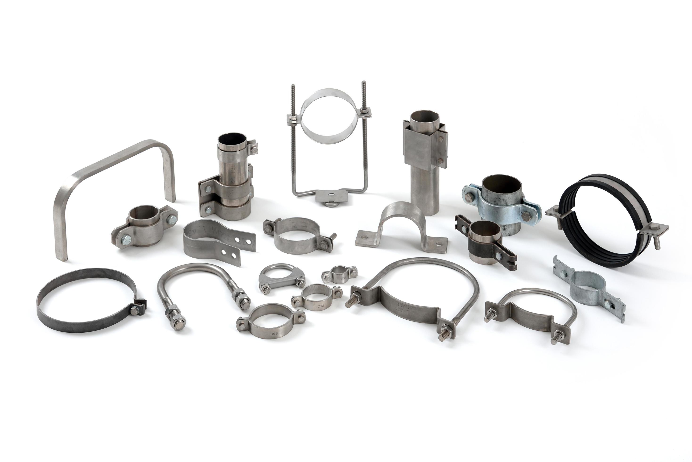 Metal clamps for pipes on white background 2096656 Stock Photo at Vecteezy