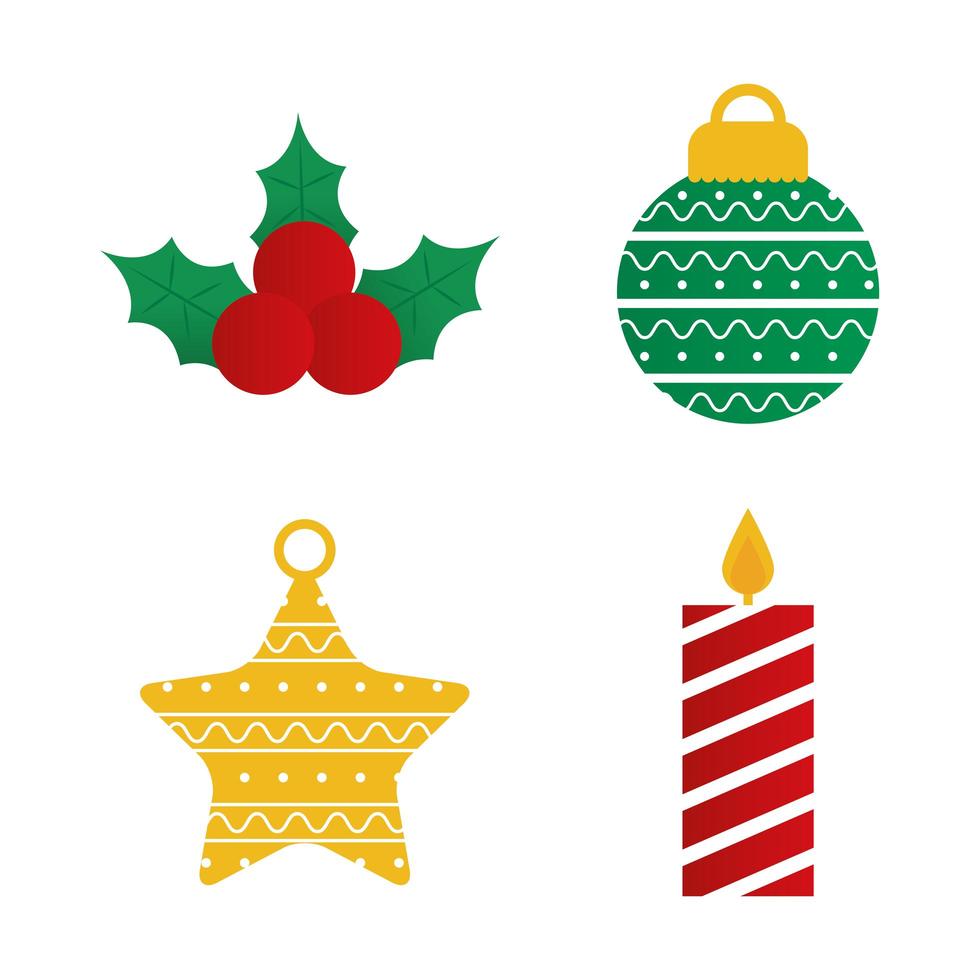 merry christmas icon set vector design