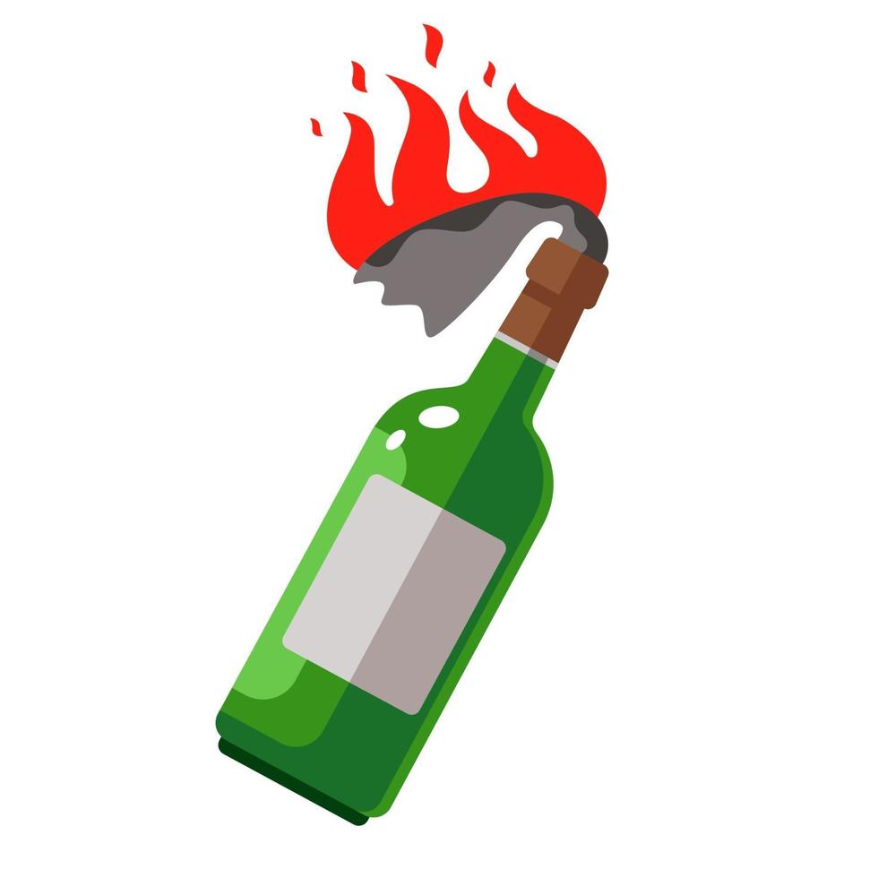 Molotov Cocktail With A Burning Rag Weapons For Protests Flat Vector Illustration 2096792 Vector Art At Vecteezy