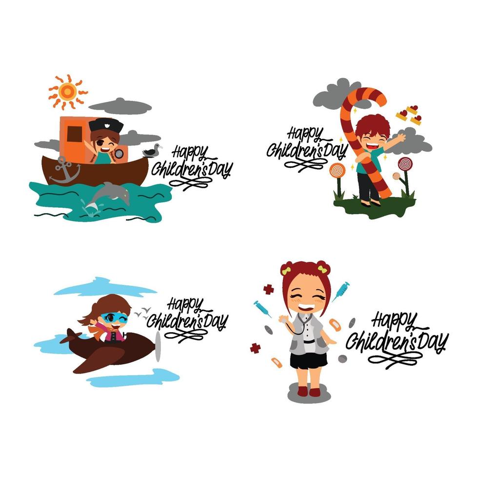 Happy Children's Day Design Set vector