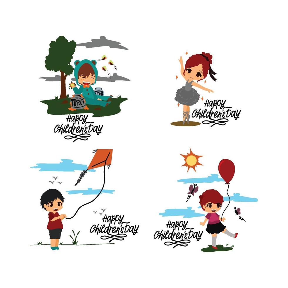 Happy Childrens Day Design Set vector