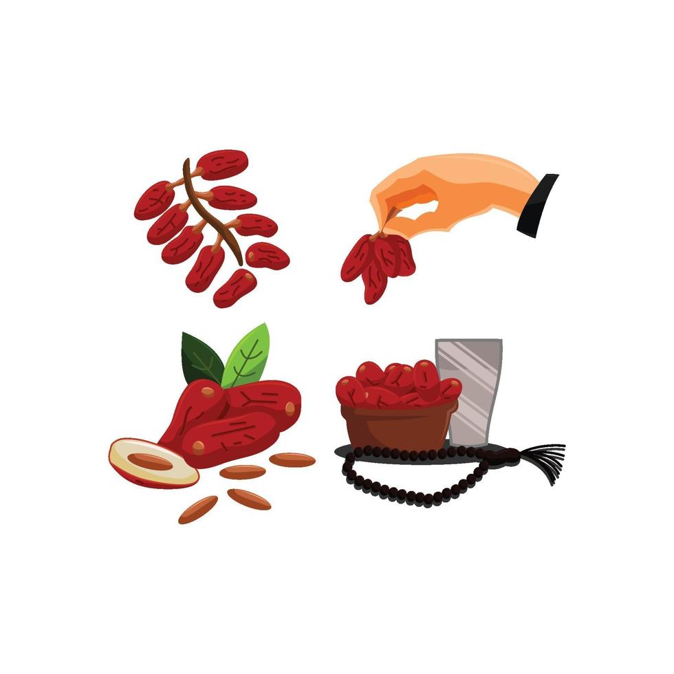 Saludos de Ramadán Fechas Conjunto de frutas vector