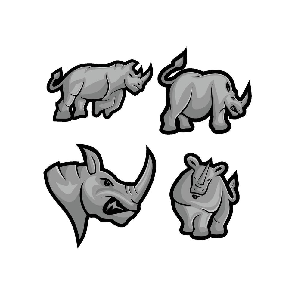 Rhino vector mascot set