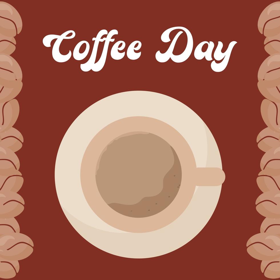 coffee day with top view cup vector