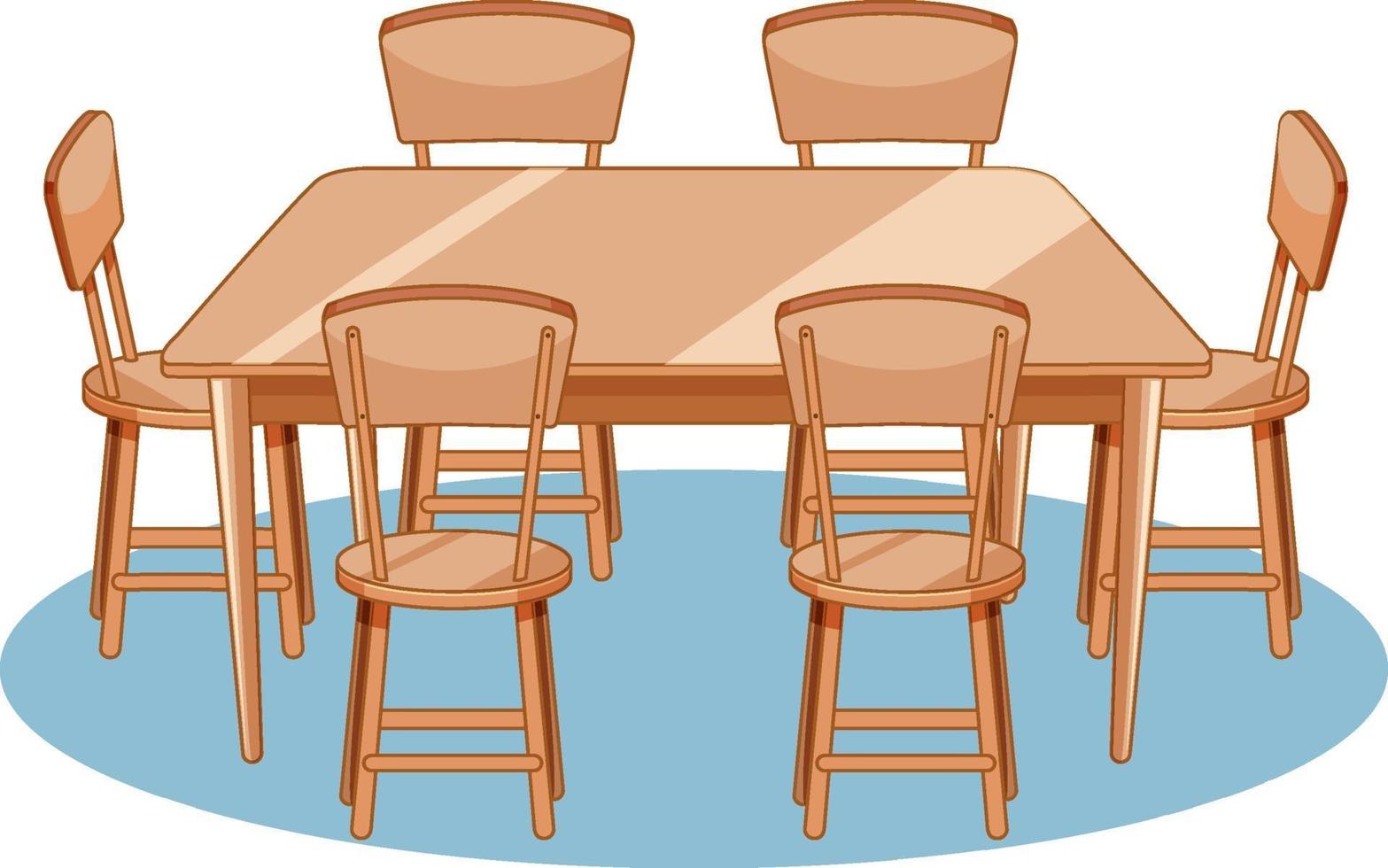 A set of dining table and chairs on white background vector