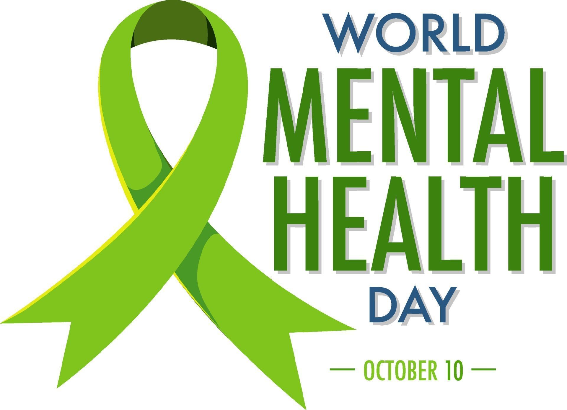 World Mental Health Day banner or logo isolated on white background