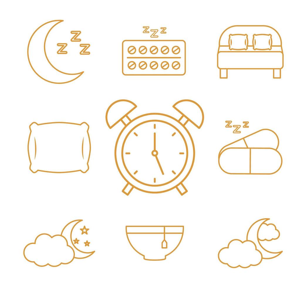 insomnia line style icon set vector