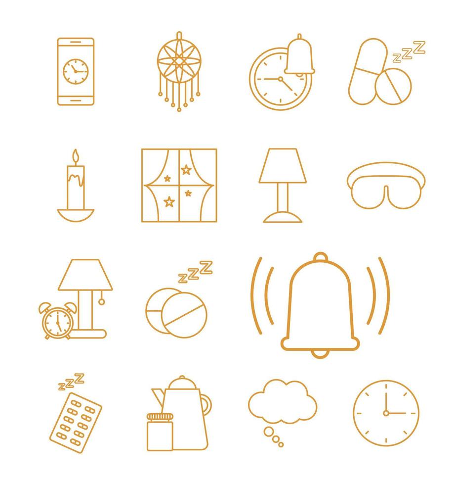 insomnia line style icon set vector