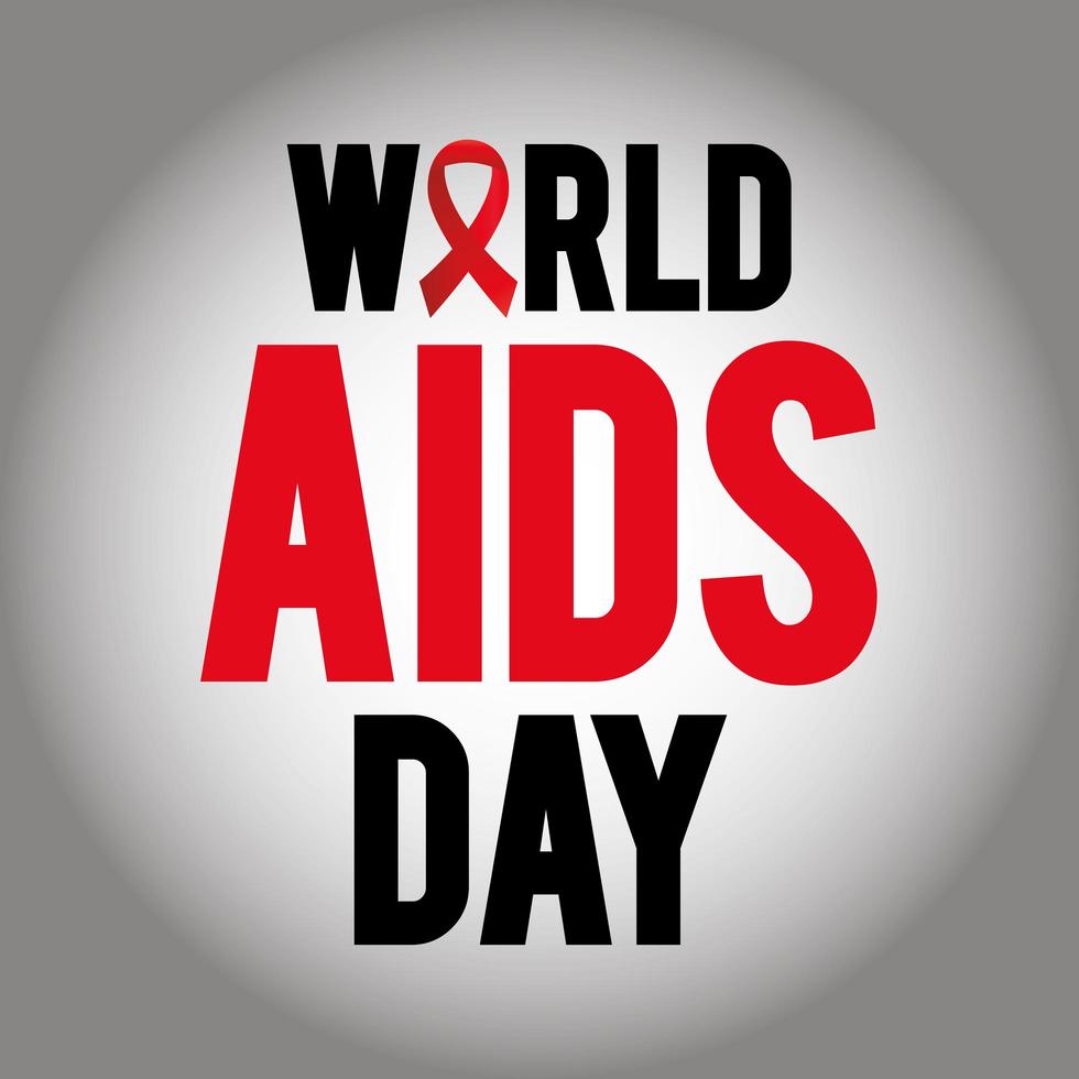 world aids day lettering with a ribbon vector