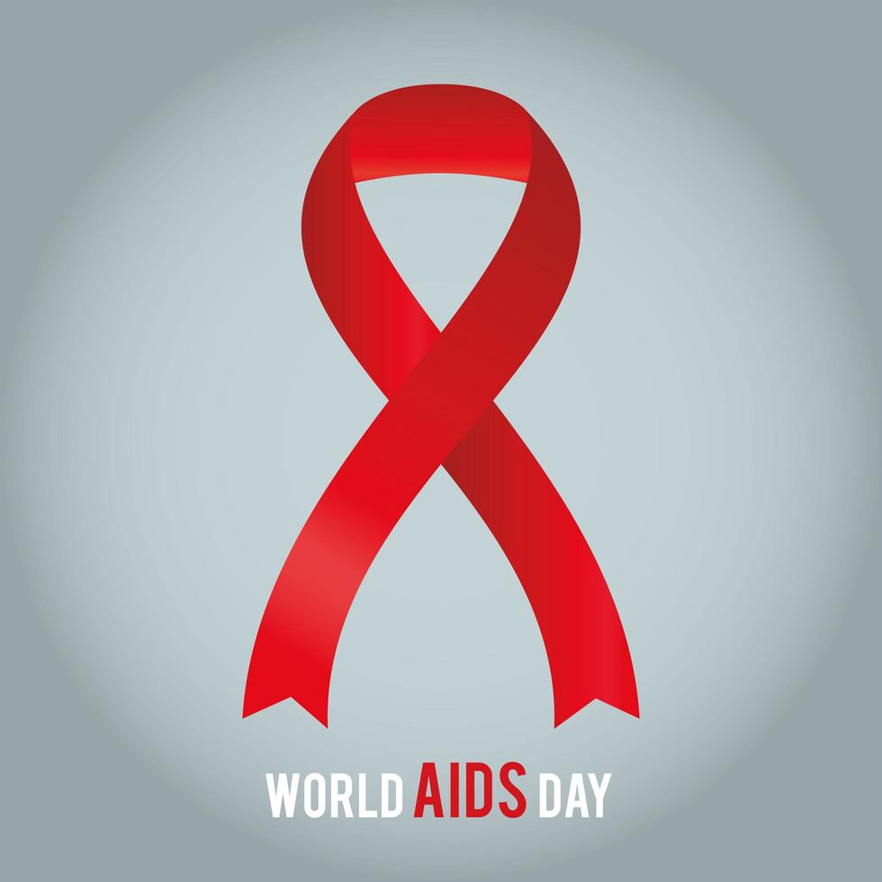 world aids daylettering with a red ribbon decoration vector