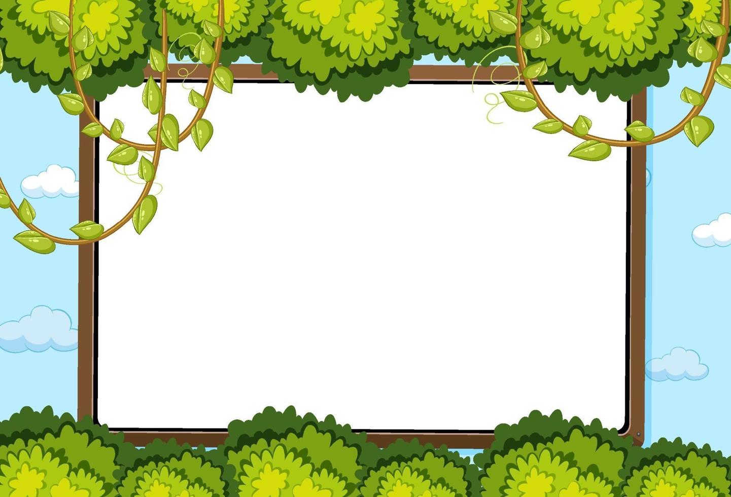Empty board on sky background with leaves element vector