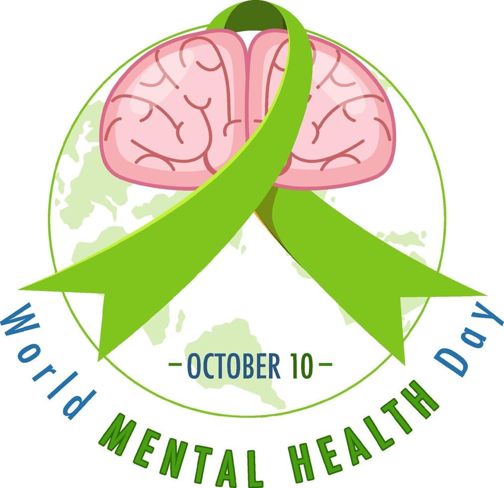 World Mental Health Day banner or logo isolated on white background vector