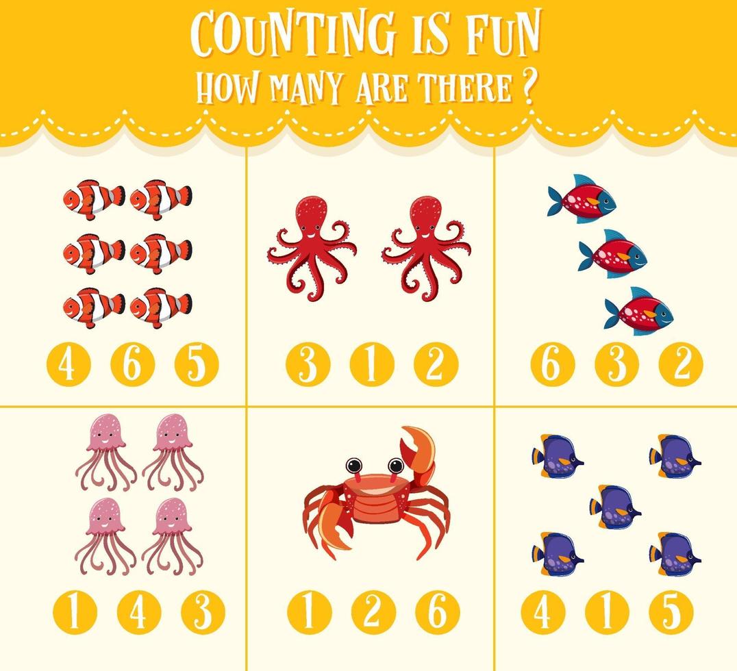 Counting picture and circle the number math worksheet for kids vector
