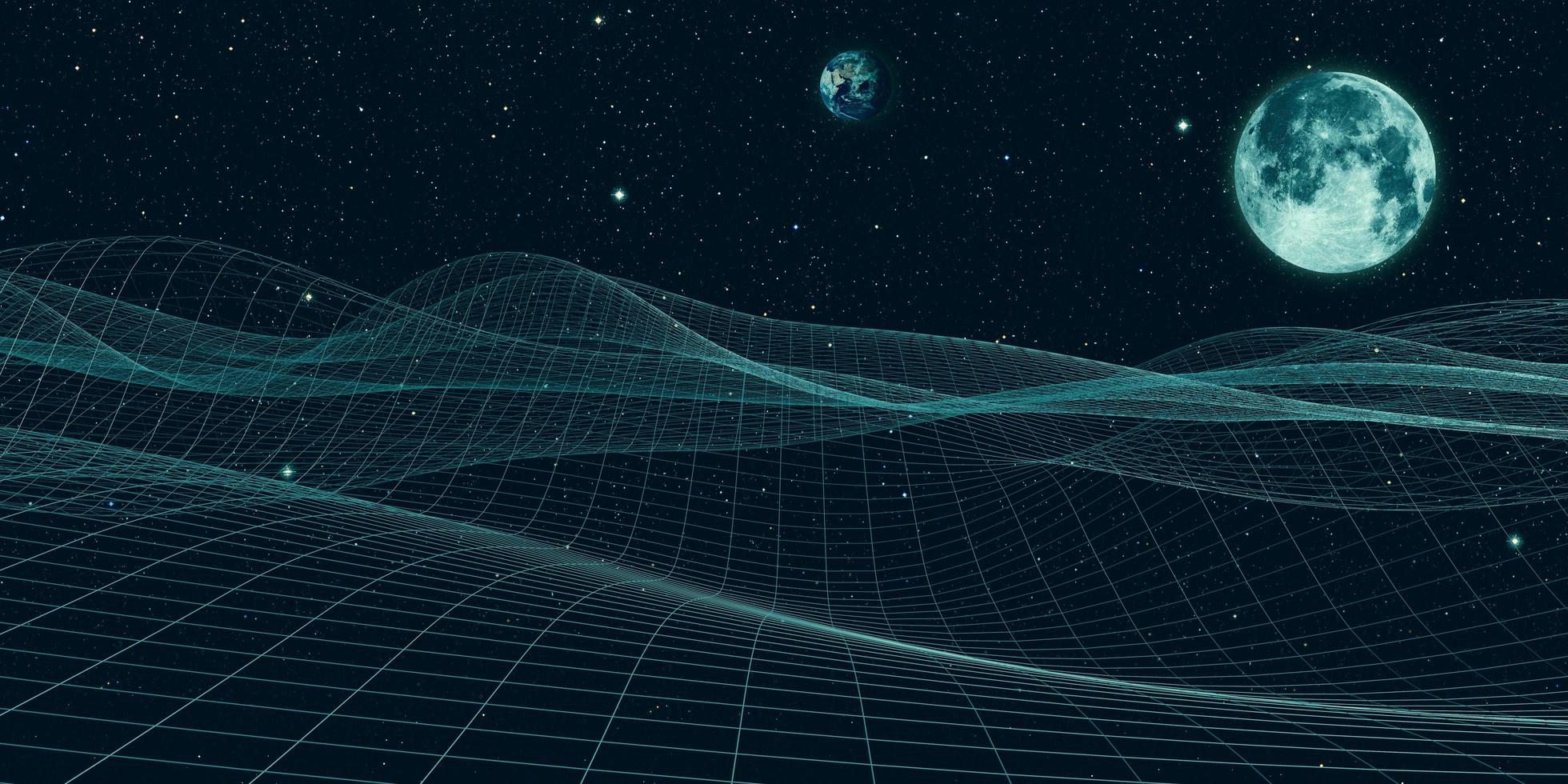 Background 3D Illustration of universe and lines, structure, digital connection photo