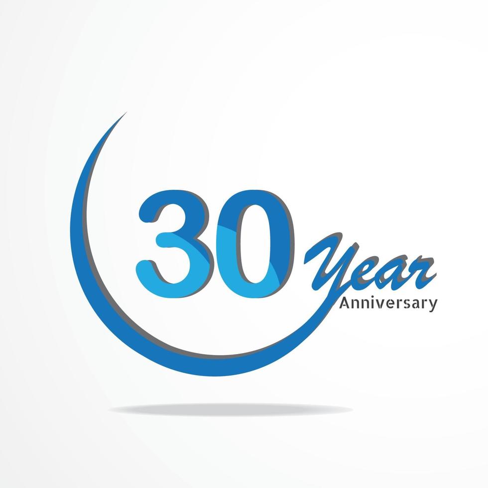 30 year anniversary celebration logo type blue and red colored, birthday logo on white background vector