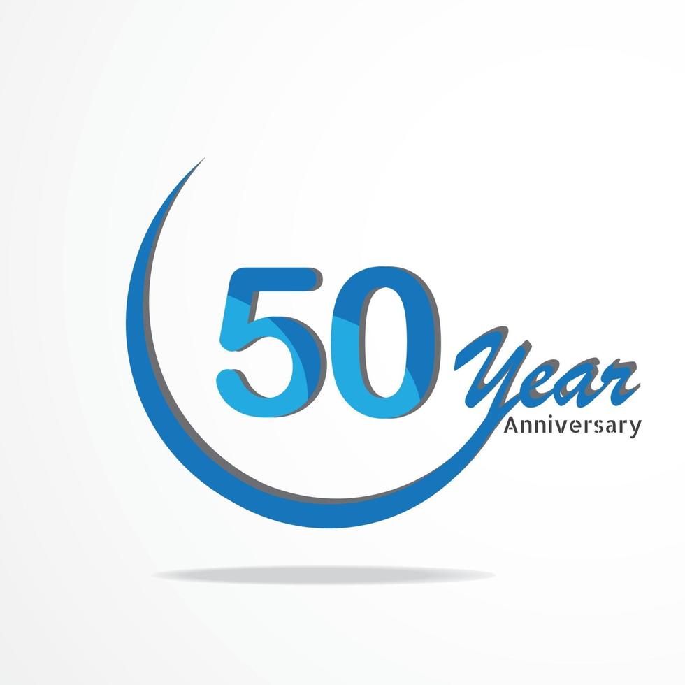 50 year anniversary celebration logo type blue and red colored, birthday logo on white background vector