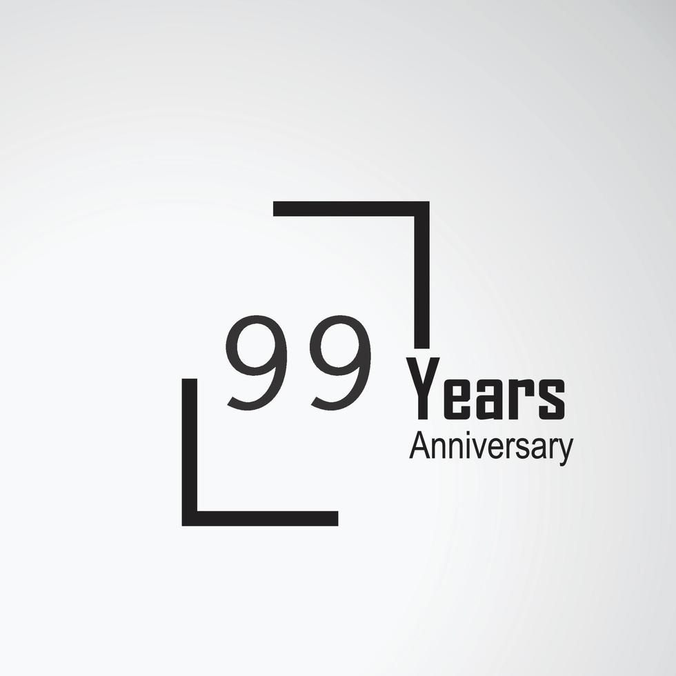 Cuadro de ilustración de diseño de plantilla de vector de aniversario de 99 años