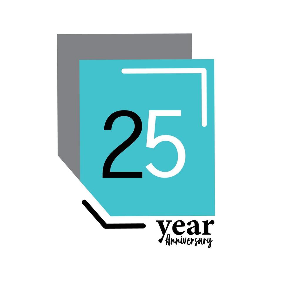 Year Anniversary Vector Template Design Illustration Blue Box Elegant White Background