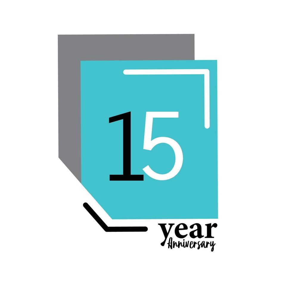 15 Year Anniversary Vector Template Design Illustration Blue Box Elegant White Background