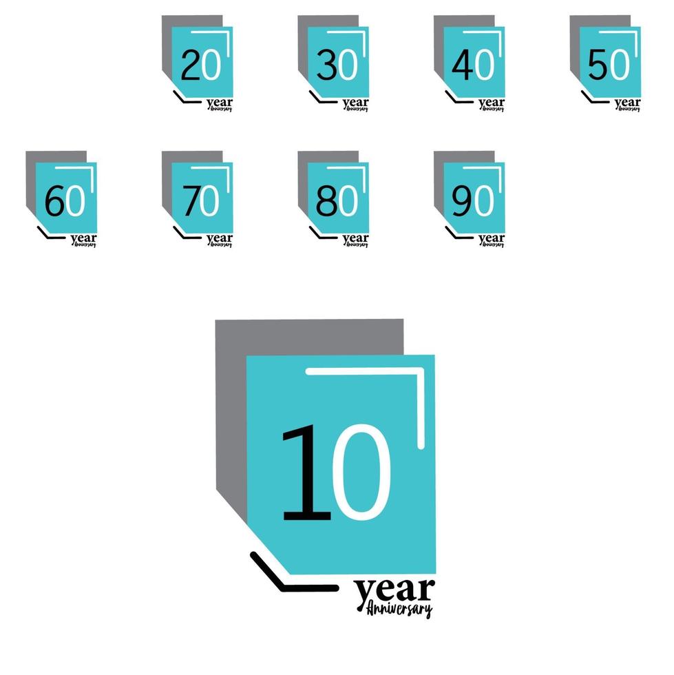 Year Anniversary Vector Template Design Illustration Blue Box Elegant White Background