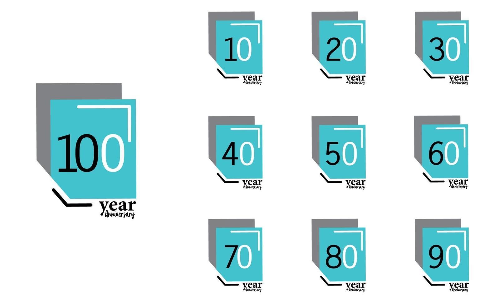 Year Anniversary Vector Template Design Illustration Blue Box Elegant White Background