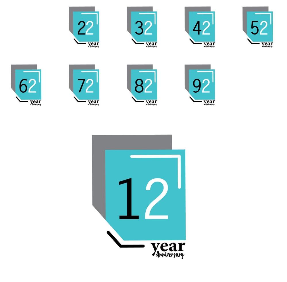 Year Anniversary Vector Template Design Illustration Blue Box Elegant White Background