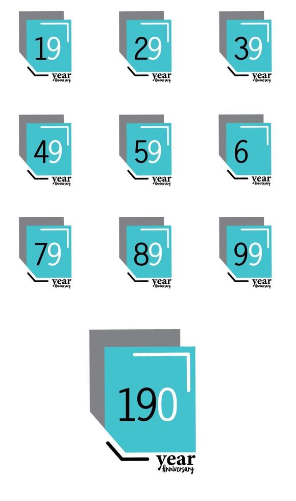 Year Anniversary Vector Template Design Illustration Blue Box Elegant White Background