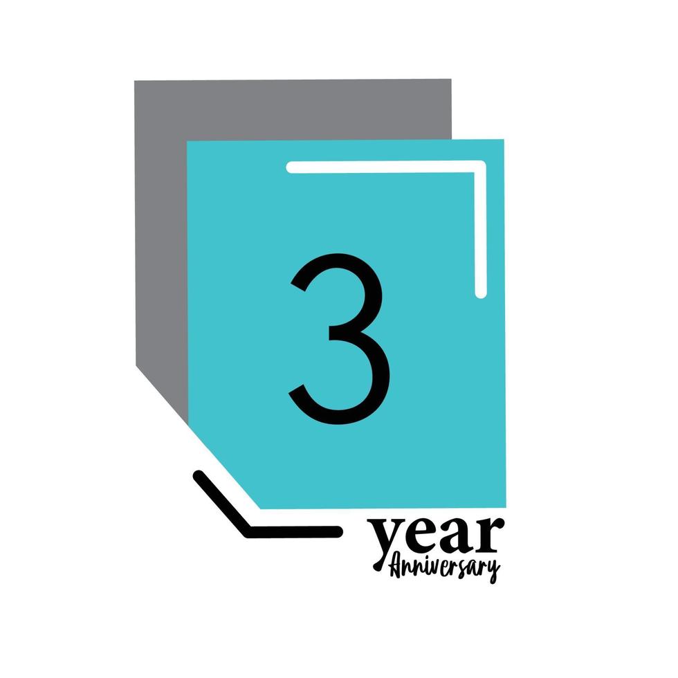 Year Anniversary Vector Template Design Illustration Blue Box Elegant White Background