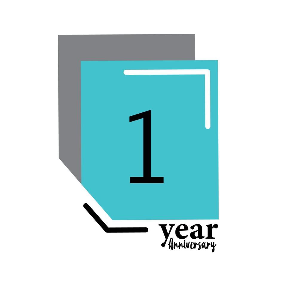 Year Anniversary Vector Template Design Illustration Blue Box Elegant White Background