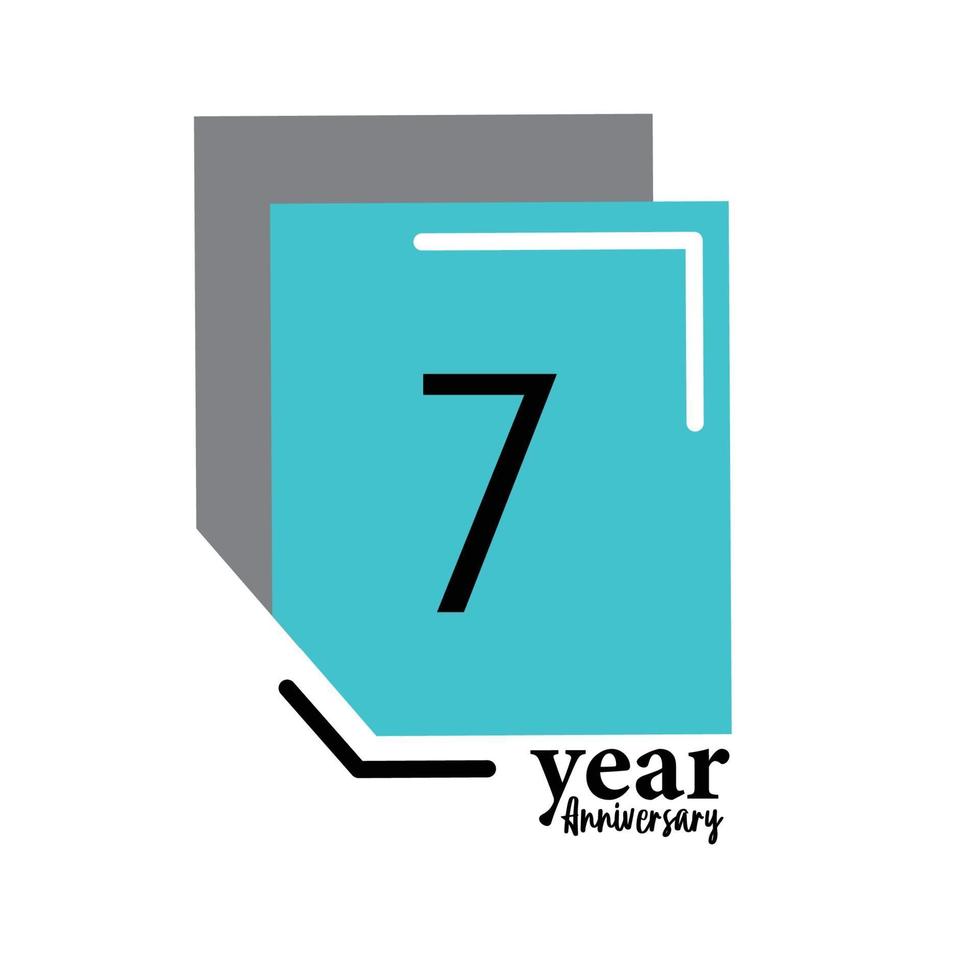 Year Anniversary Vector Template Design Illustration Blue Box Elegant White Background