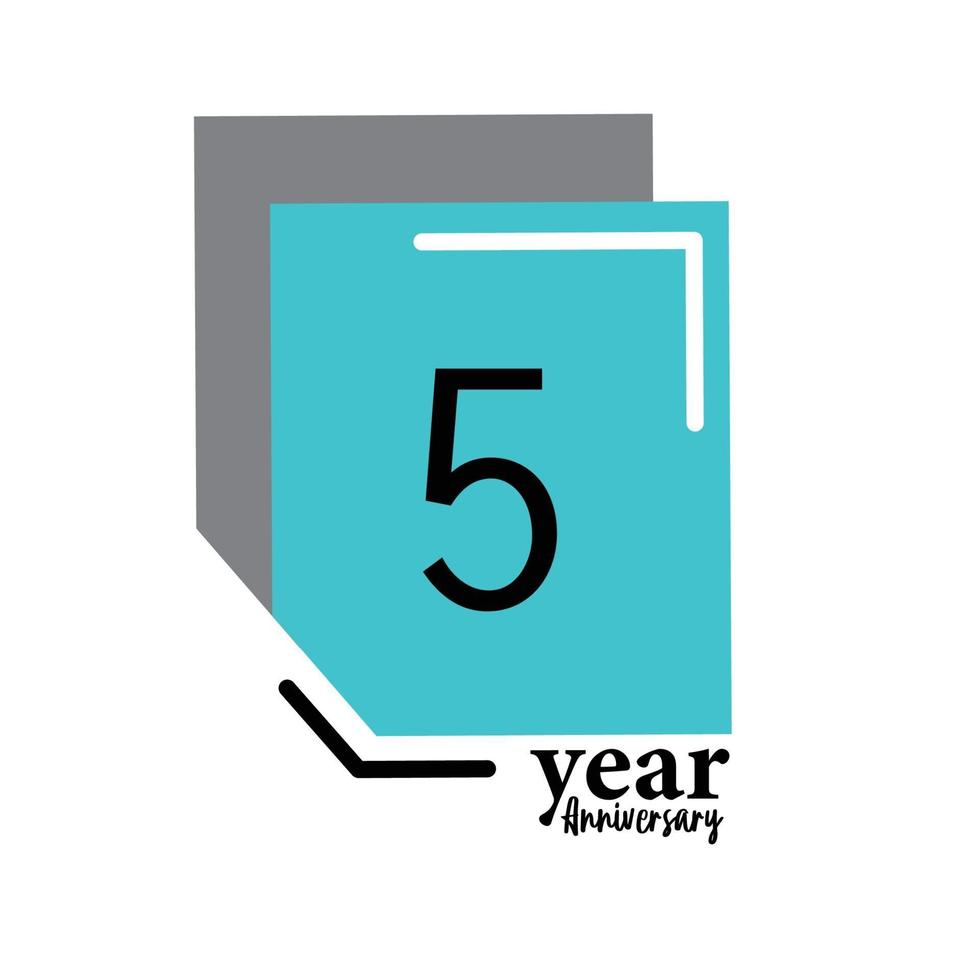 Year Anniversary Vector Template Design Illustration Blue Box Elegant White Background