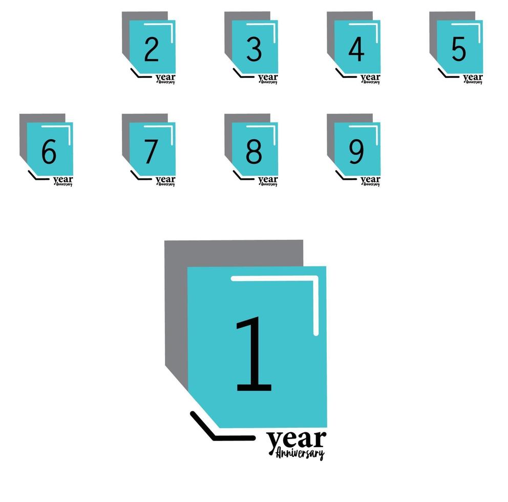 Year Anniversary Vector Template Design Illustration Blue Box Elegant White Background