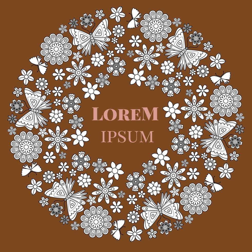 Floral Mandala Design with Butterflies vector