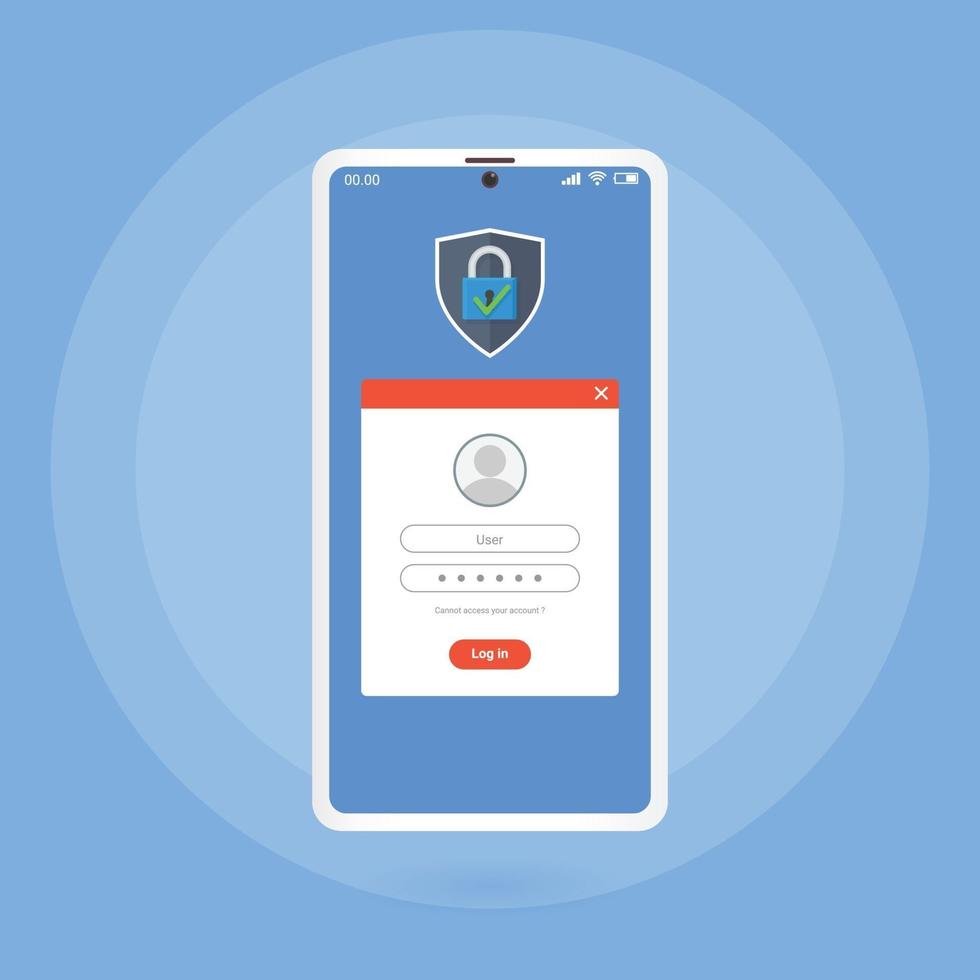 security log in on smartphone concept illustration vector