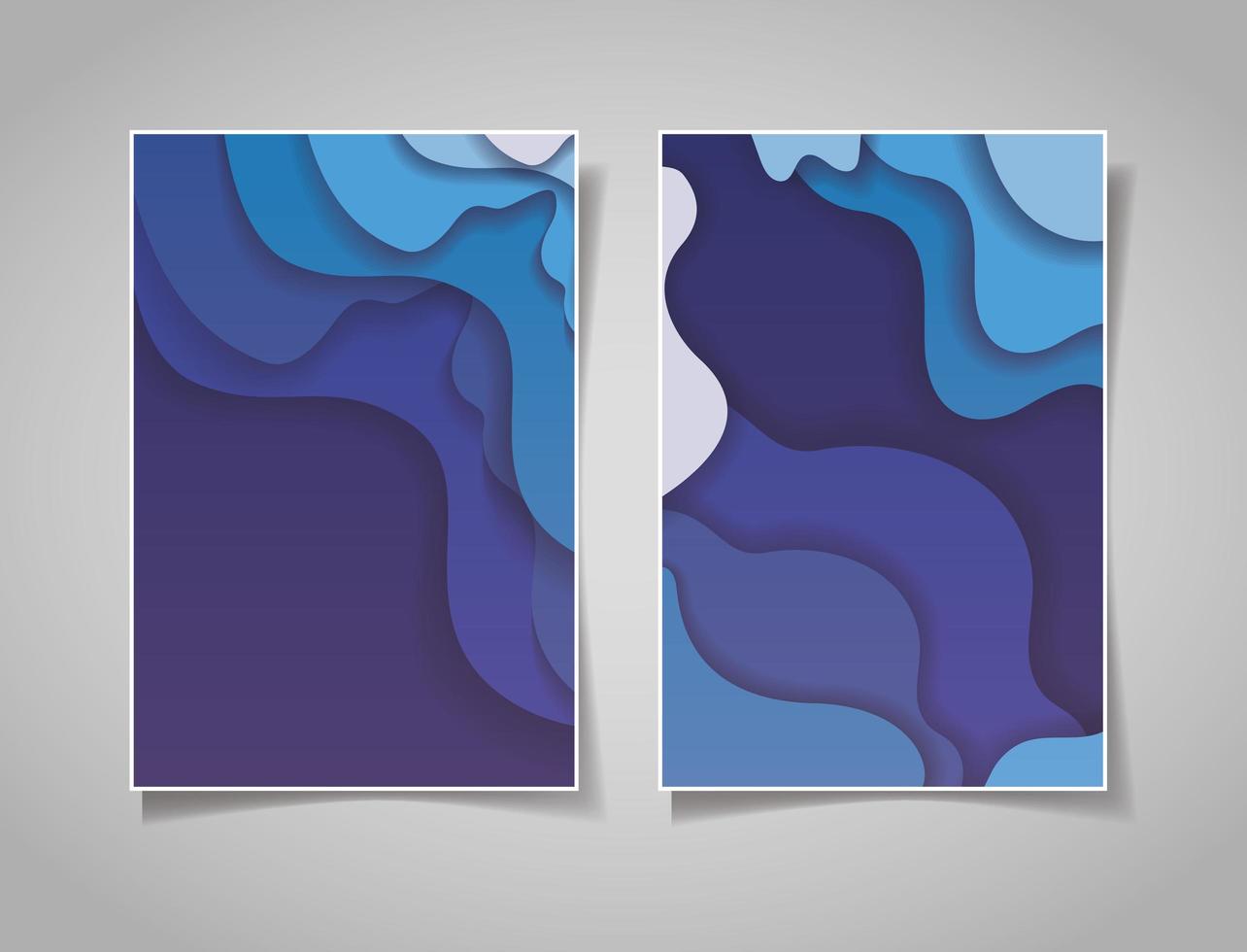 Blue waves background set vector