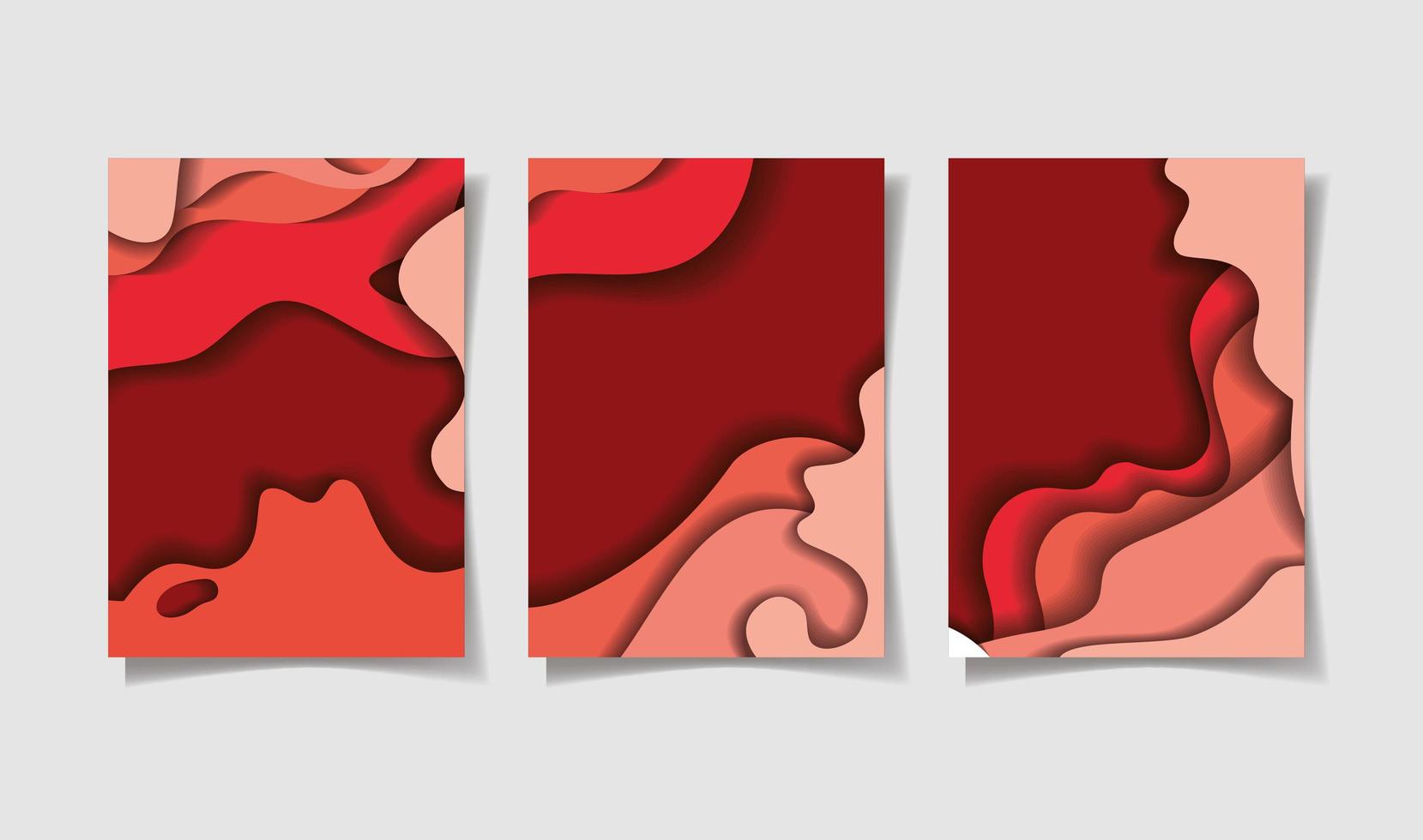 Red waves background set vector