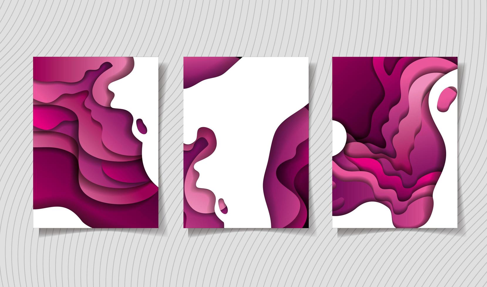 Purple waves background set vector